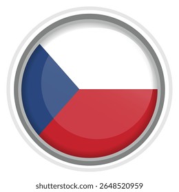 Czech Republic Flag Button Icon Glossy Round National Emblem Vector Illustration