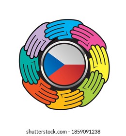 Czech republic flag button isolated on white