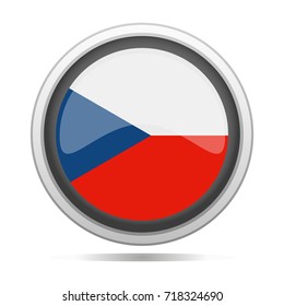 Czech Republic Flag Button Round Vector Art Design