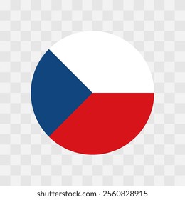 Czech Republic flag - circle vector flag isolated on checkerboard transparent background