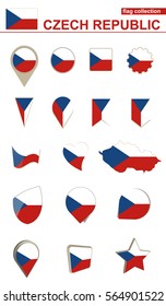 Czech Republic Flag Collection. Big set for design. Vector Illustration.