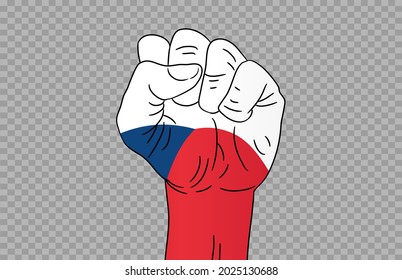 Czech Republic flag colored hand isolated on png or transparent  background, Symbols of Czech Republic template for banner,card,advertising ,promote,magazine,vector,top gold medal winner sport country
