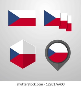 Czech Republic flag design set vector