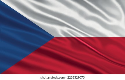 Czech Republic flag design. Waving Czechia flag made of satin or silk fabric. Vector Illustration.