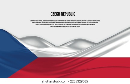 Diseño de la bandera de la República Checa. Bandera checa ondeando satén o tela de seda. Ilustración vectorial.