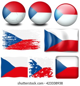 Czech Republic flag in different designs illustration
