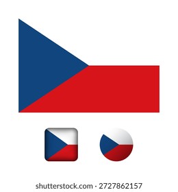 Colección de iconos planos de bandera de República Checa
