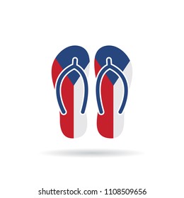Czech Republic flag flip flop sandals icon on a white background.