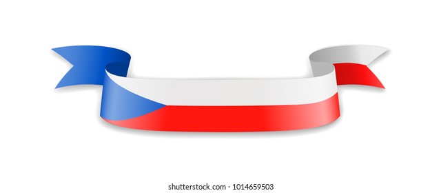Czech Republic flag in the form of wave ribbon. Vector illustration.