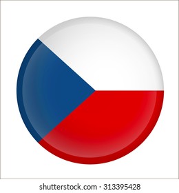 czech republic flag Glossy Button - Vector