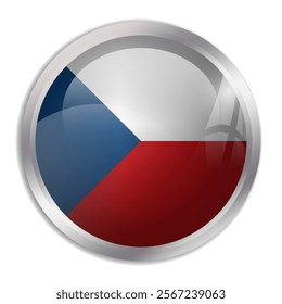 Czech Republic flag - glossy circle button displays a colorful flag representing a country cultural identity and heritage. The essence of national pride and unity.