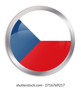 Czech Republic flag - glossy circle button in metal frame displays a colorful flag of a country cultural identity and heritage. The essence of national pride and unity.