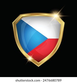 Czech Republic Flag Golden Shield Logo