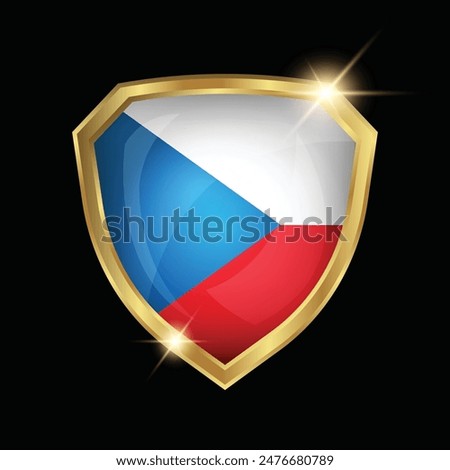 Czech Republic Flag Golden Shield Logo