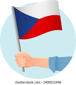 Czech Republic flag in hand. Patriotic background. National flag of Czech Republic vector illustration