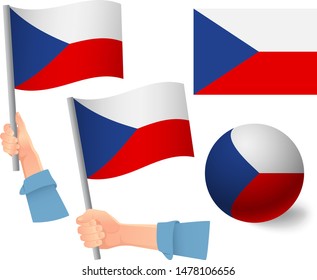 Czech Republic flag in hand set. Ball flag. National flag of Czech Republic vector illustration