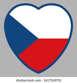 Czech Republic Flag In Heart Shape Vector illustration Eps 10.