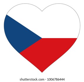 czech republic flag in heart vector illustration sign. Flag of czech republic in the shape of Heart with contrasting contour, symbol of love for his country or valentine day, patriotism.