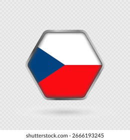 Czech Republic flag in a hexagon frame.