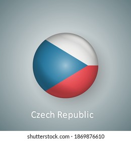 Icono de la bandera checa círculo gradiente 3d aislado