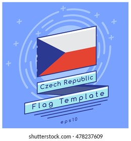 Czech Republic Flag  : Flag Icon With Festive Background : Vector Illustration