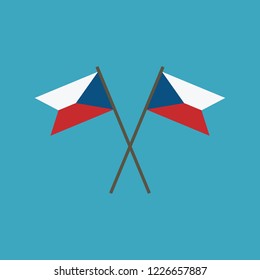 Czech Republic flag icon in flat design. Independence day or National day holiday concept.