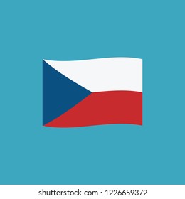 Czech Republic flag icon in flat design. Independence day or National day holiday concept.