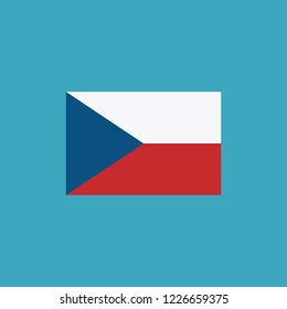Czech Republic flag icon in flat design. Independence day or National day holiday concept.