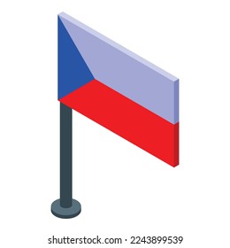 Czech Republic flag icon isometric vector. Castle travel. Praga culture