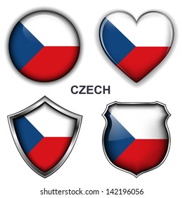 Iconos de la bandera de la República Checa, botones vectoriales. 