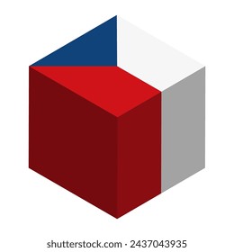 Bandera de la República Checa - cubo 3D isométrico aislado sobre fondo blanco. Vector.