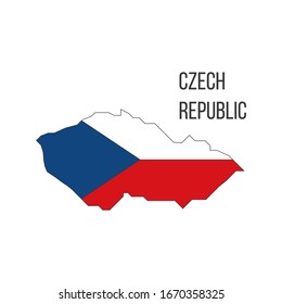 Czech Republic flag map. The flag of the country in the form of borders. Stock vector illustration isolated on white background.