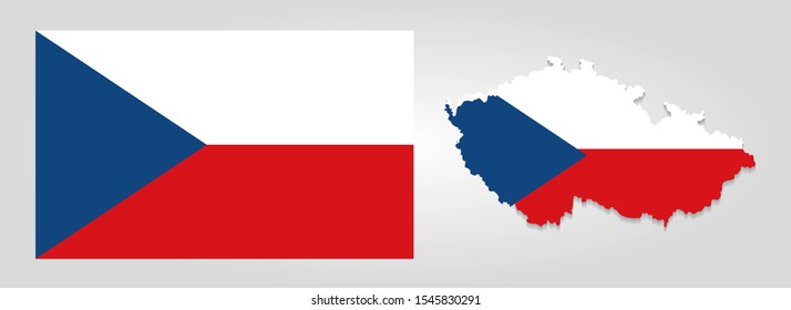 Czech Republic flag and map on a gray background
