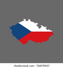 Czech Republic flag and map on the grey background. Vector illustration