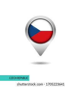 Czech Republic flag map pin vector design template