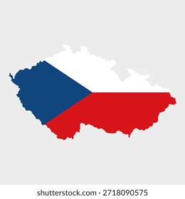 Czech Republic Flag Map Vector. Czech Republic map filled with the national flag design on white background