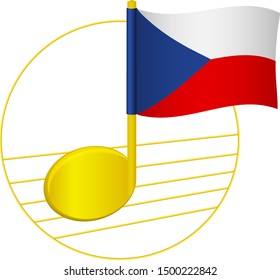 Czech Republic flag and musical note. Music background. National flag of Czech Republic and music festival concept vector illustration
