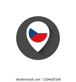 Czech republic flag and navigation icon.Czech republic here. map pointer