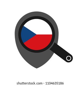 Czech republic flag and navigation icon.Czech republic here. map pointer