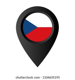 Czech republic flag and navigation icon.Czech republic here. map pointer