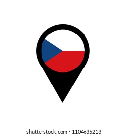 Czech republic flag and navigation icon.Czech republic here. map pointer