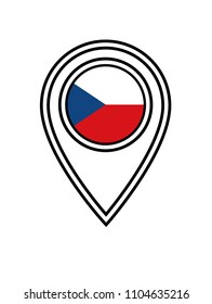 Czech republic flag and navigation icon.Czech republic here. map pointer