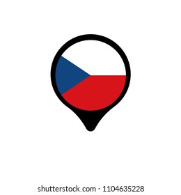Czech republic flag and navigation icon.Czech republic here. map pointer