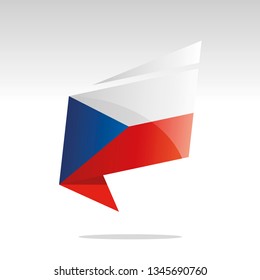 Czech Republic flag New abstract origami logo icon button label vector