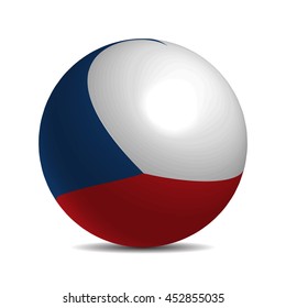 Czech Republic flag on a 3d ball with shadow