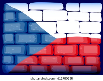 Flagge der Tschechischen Republik auf Ziegelmauergrafik