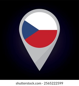 Czech Republic Flag on Location Pin. vector illustration