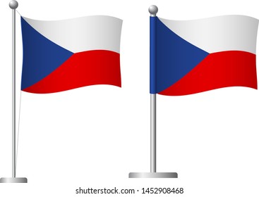 Czech Republic flag on pole. Metal flagpole. National flag of Czech Republic vector illustration