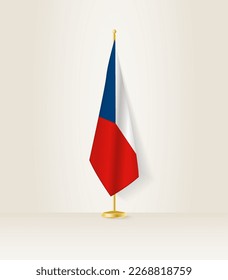 Tschechische Republik Flagge auf einem Flaggenstand. Vektorgrafik.
