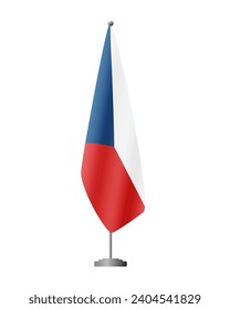 Czech Republic flag on flag stand for official meetings, transparent background, vector